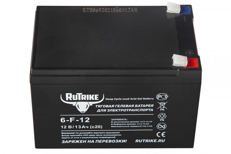 Тяговый гелевый аккумулятор RuTrike 6-F-12 (12V13A/H C20) в Санкт-Петербурге