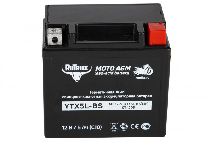 Аккумулятор стартерный для мототехники Rutrike YTX5L-BS (12V/5Ah) в Санкт-Петербурге