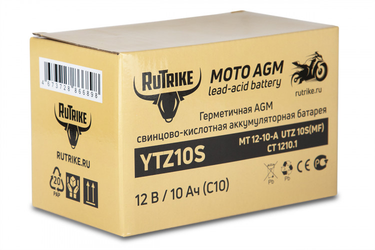 Аккумулятор стартерный для мототехники Rutrike YTZ10S (12V/10Ah) в Санкт-Петербурге