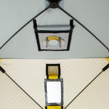 Палатка для рыбалки Helios утепл.Куб 1,5х1,5 желтый/серый в Санкт-Петербурге