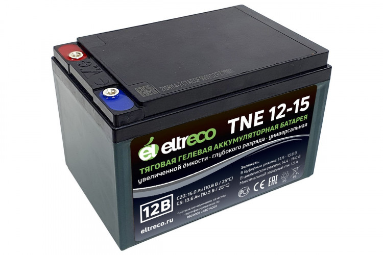 Тяговый аккумулятор Eltreco TNE12-15 (12V12A/H C3) болт в Санкт-Петербурге