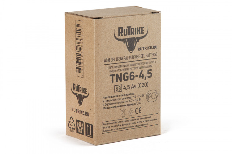 Тяговый гелевый аккумулятор RuTrike TNG 6-4,5 (6V4,5A/H C20) в Санкт-Петербурге