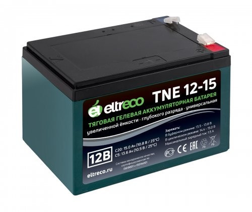 Тяговый аккумулятор Eltreco TNE12-15 (12V12A/H C3) нож в Санкт-Петербурге