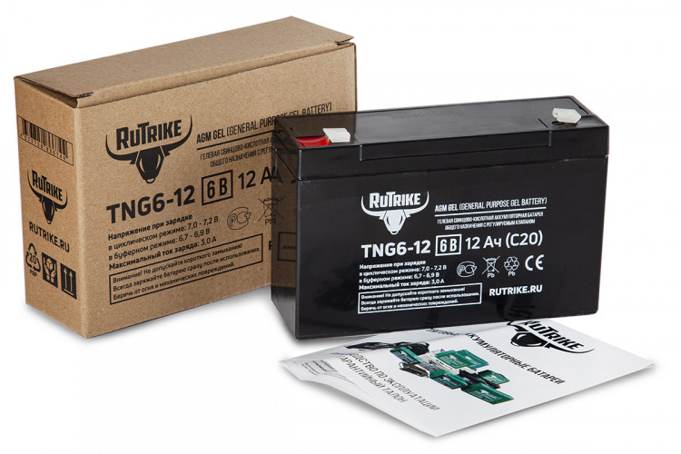 Тяговый гелевый аккумулятор RuTrike TNG 6-12 (6V12A/H C20) в Санкт-Петербурге