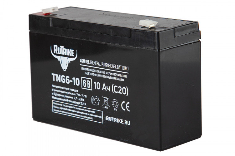 Тяговый гелевый аккумулятор RuTrike TNG 6-10 (6V10A/H C20) в Санкт-Петербурге