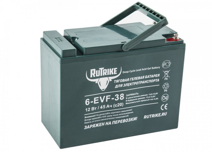 Тяговый гелевый аккумулятор RuTrike 6-EVF-38 (12V38A/H C3) в Санкт-Петербурге